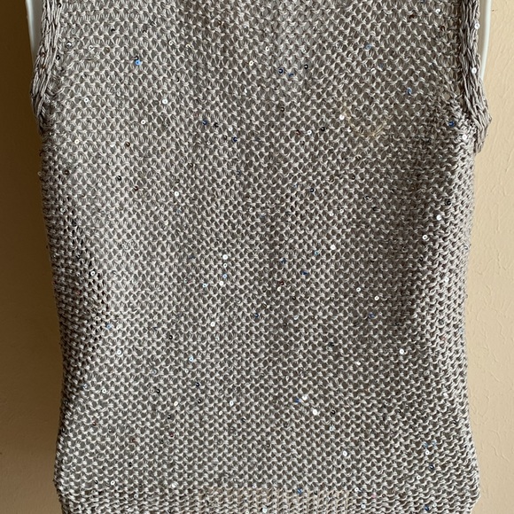 Eileen Fisher Sequined Chain Mail Knit Tank Top L NWT Silver - Picture 7 of 11